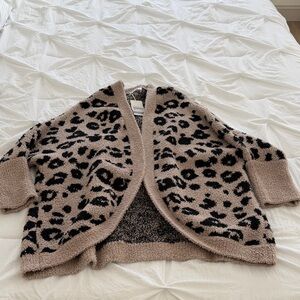 Mud Pie Leopard Print Cardigan - Tan and Black